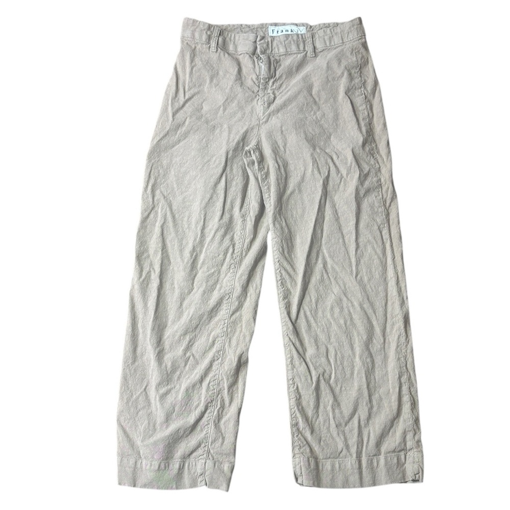 Frank & Eileen women’s 8 flax cotton Wexford wide leg pants capsul quiet luxury